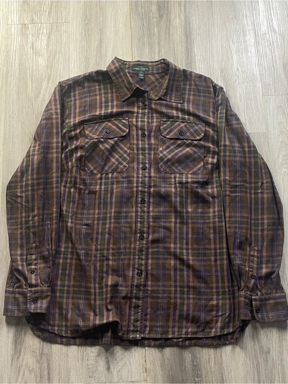 Ralph Lauren Brown & Purple Plaid Button-Down Shirt